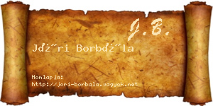 Jóri Borbála névjegykártya